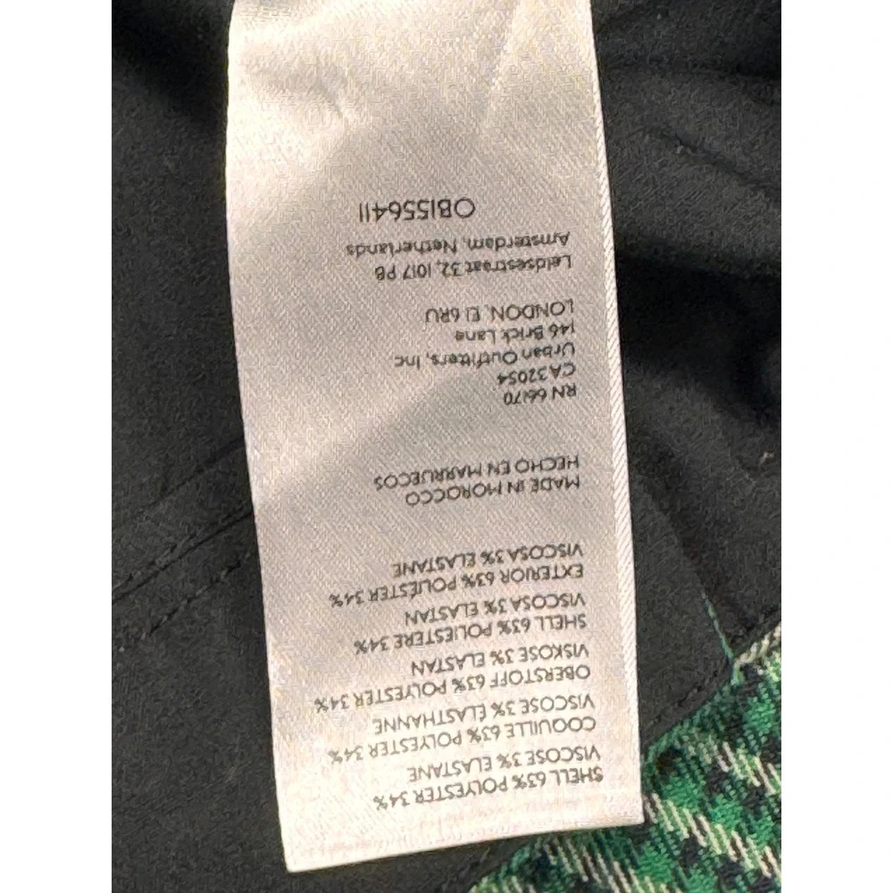 Free People Green Plaid High Rise Tapered Cuffed Trousers OB1556411 Size 8